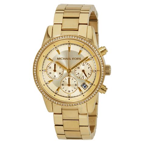 michael kors ladies gold chronograph watch|michael core watch for women.